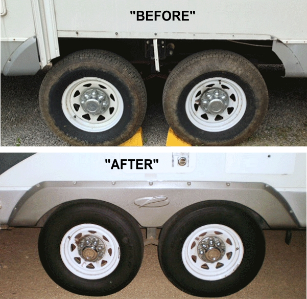 how camper looks after replacing trailer fenders