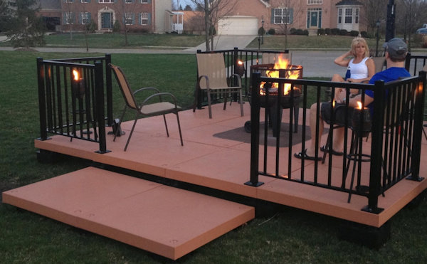 people sitting on a patio deck