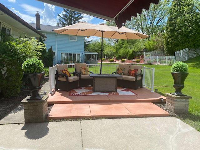 patio deck installed in the back yard.